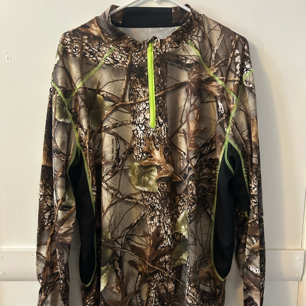 Camo Quarter-Zip Pullover with Neon Accents men’s